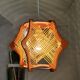 Vintage 1960s wood and straw wooden ceiling hanging lamp