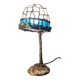 Petite lampe a la mante religieuse bronze, art nouveau, 32x15 verre style tiffany