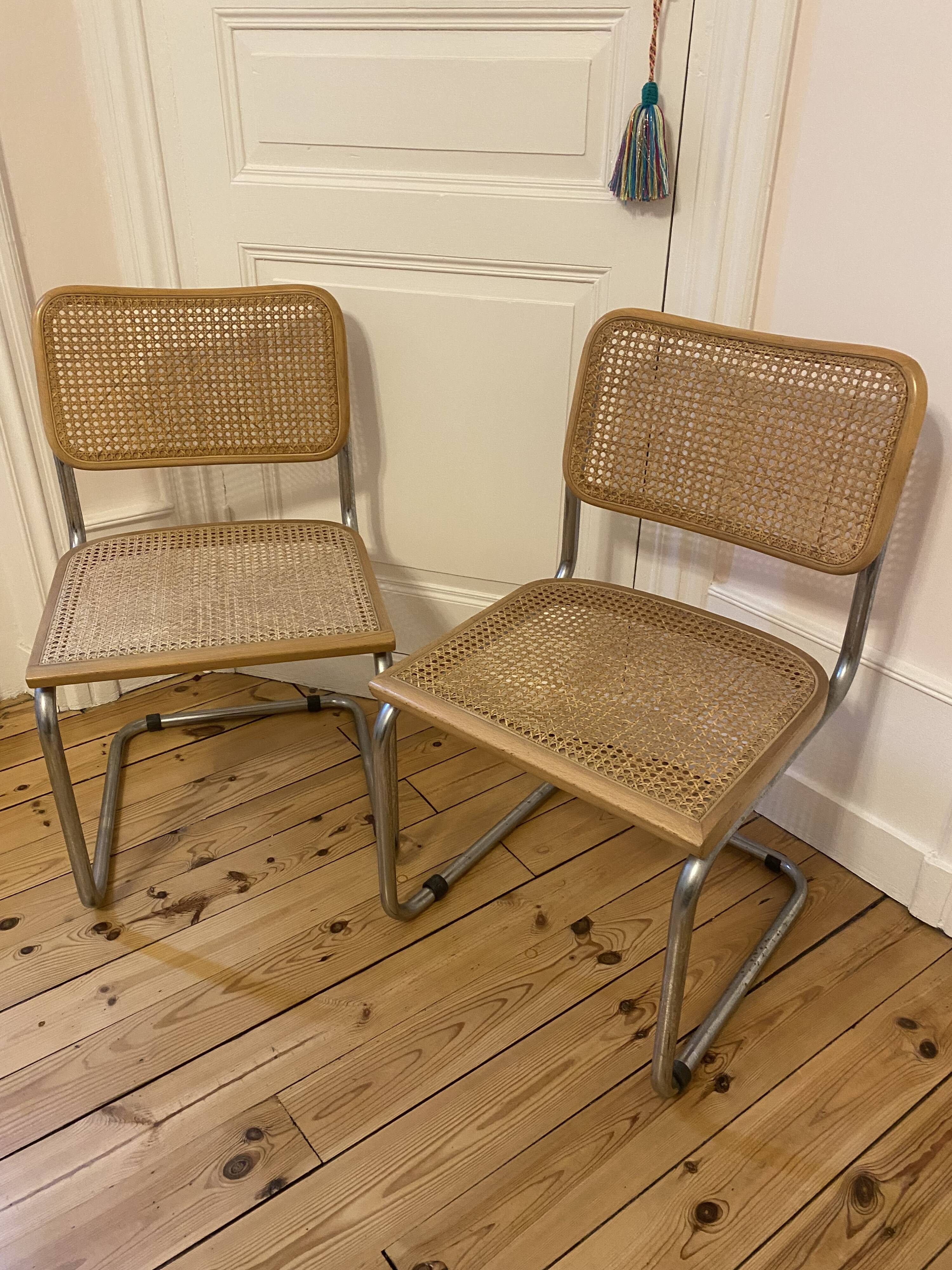 Pair of Cesca b32 Marcel Breuer chairs