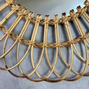 Round Sun Mirror in Rattan from the 1950s Spain Ibiza
