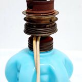 French 1950s Bale Shape Blue Opaline Glass Lamp Bulbous Gourd Cotton Bale