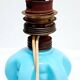 French 1950s Bale Shape Blue Opaline Glass Lamp Bulbous Gourd Cotton Bale