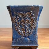 Vase en céramique bleu craquelée
