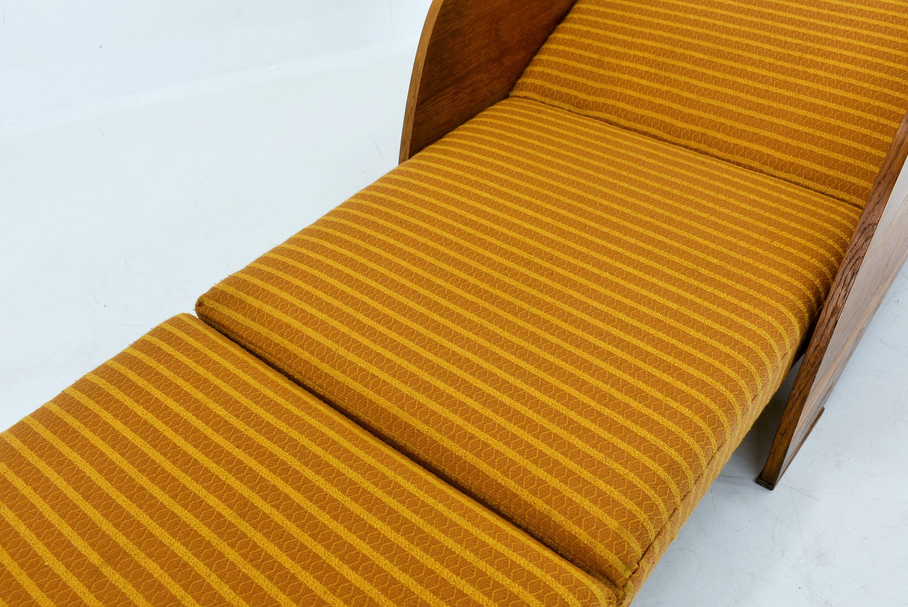 1960s Armchair Convertible to Daybed, Czechoslovakia