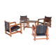 Ensemble de 4 fauteuils et une table basse en Bunbinga et cuir
