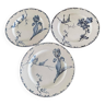 Set of 3 Terre de Fer earthenware dinner plates HB & Cie Choisy le Roi, Oxford model.