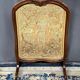 Écran de cheminée ancien. Chêne, broderie.