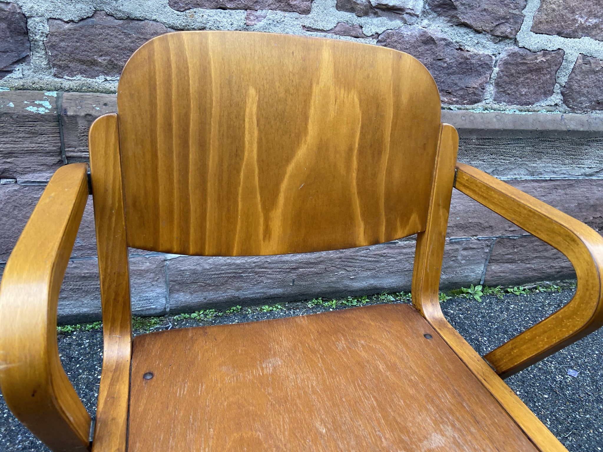 vintage Scandinavian wooden office armchair