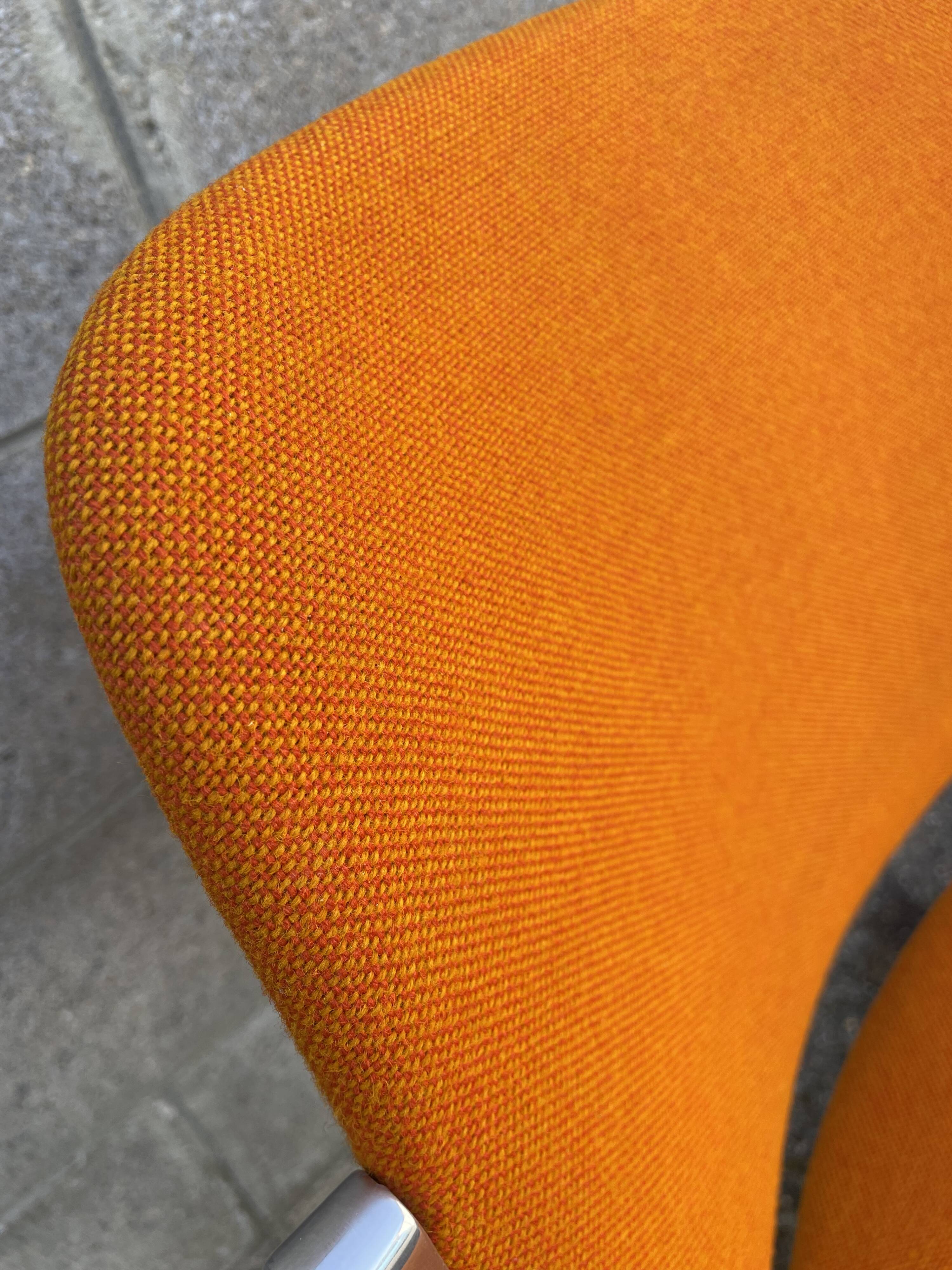 Set of 4 orange DSC 106 chairs Giancarlo Piretti for Castelli