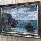 Oil on canvas representing a beachfront in the Côtes d'Armor, signed L HORNA