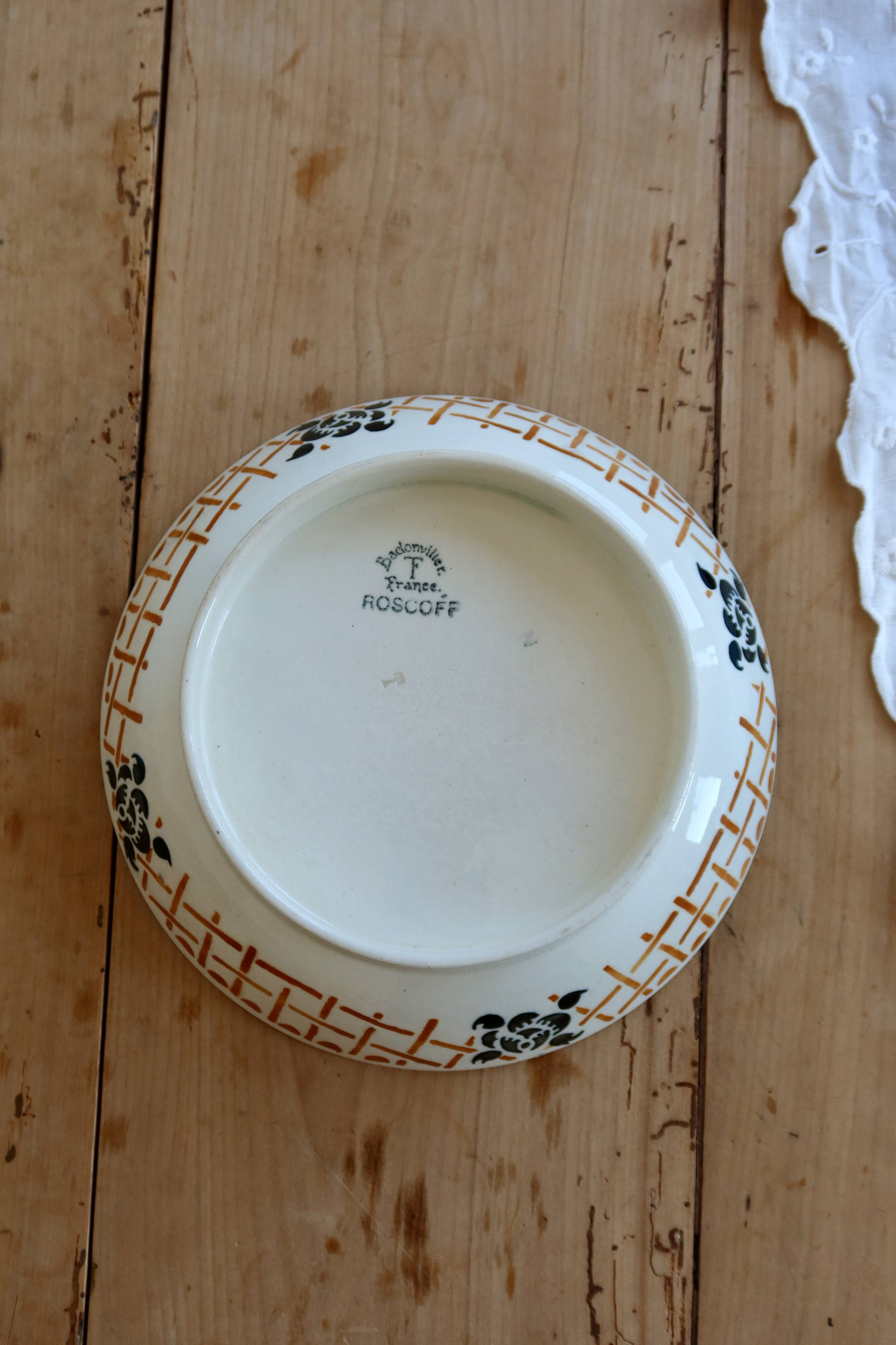 Compotier bas vintage terre de fer Badonviller modèle Roscoff