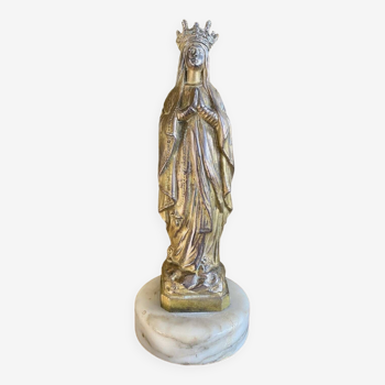 Vierge Marie couronnée en métal et laiton