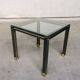 Steel and brass square coffee table, Belgium, 1980s