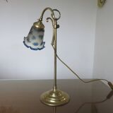 Art Nouveau style lamp, Vianne glassware and brass