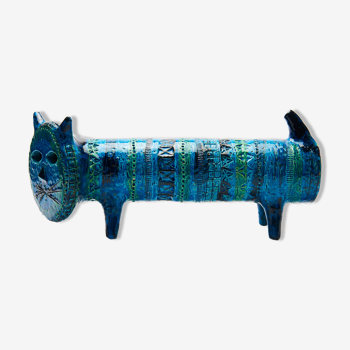 Le Chat by Aldo Londi for Bitossi in blue ceramic, circa 1950