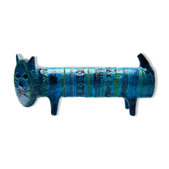 Le Chat by Aldo Londi for Bitossi in blue ceramic, circa 1950