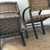 Pair of vintage rope armchairs, wooden frame, Sweden, 1960, Axel Larsson