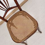 Ancienne chaise de bistrot en cannage, estampillée fischel