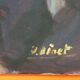 Painting painting on cardboard panel int-case J. Binet Portrait Woman
