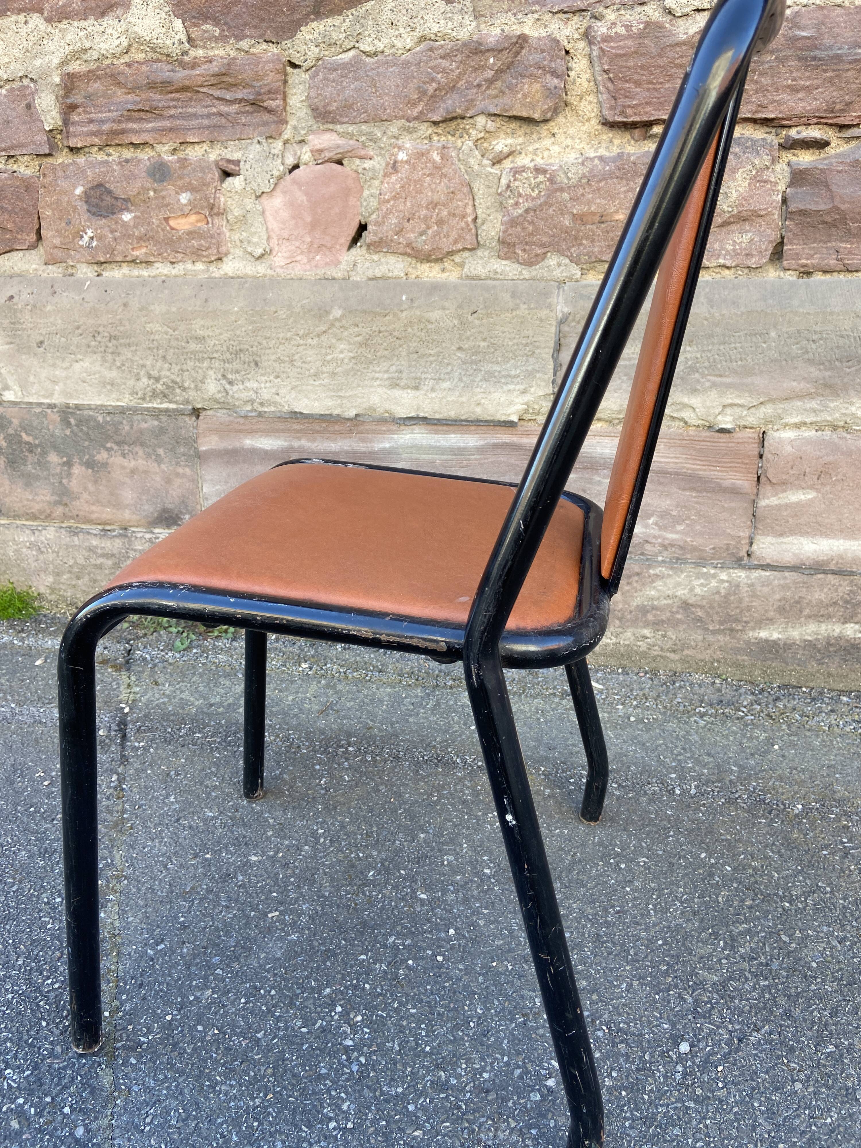 Vintage school chair faux leather 1960