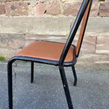 Chaise d'école vintage simili cuir 1960