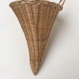 Wicker basket in cornucopia shape