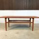 Scandinavian teak coffee table with slatted shelf, Denmark 1960s
