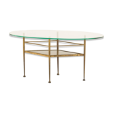 Table en verre et laiton de style italien des années 1970, inspirée par Gio Ponti.