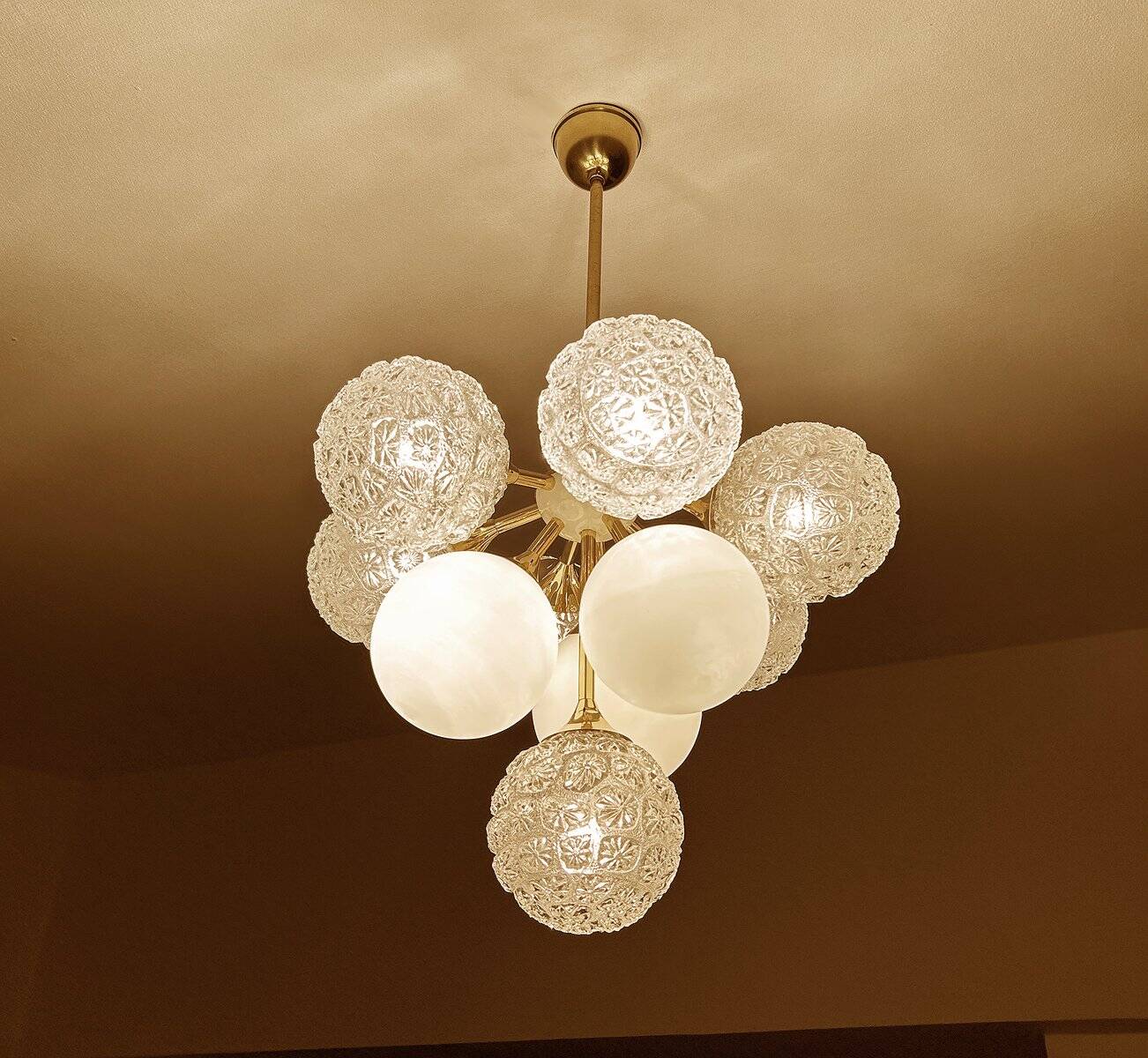Large  Vintage Glass Pendant Light, 1960s