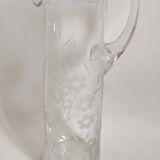 Chiseled crystal pitcher with floral decor 1950s Height 34 cm