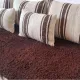 Striped coffee Hanbel floor cushion – Handwoven ivory wool