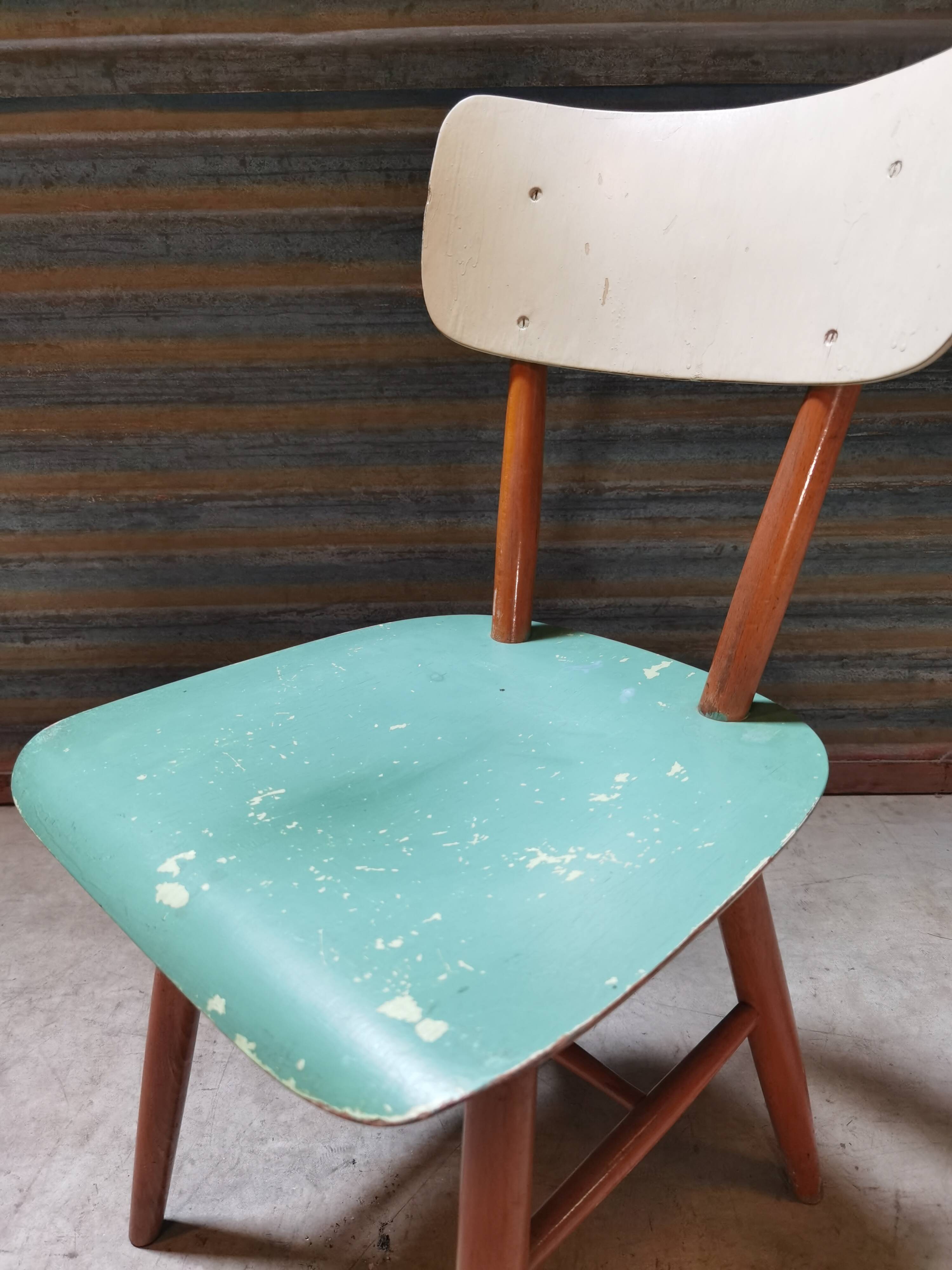 Chair ton light blue wood czech republic 1960
