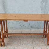 Vintage solid pine table and benches