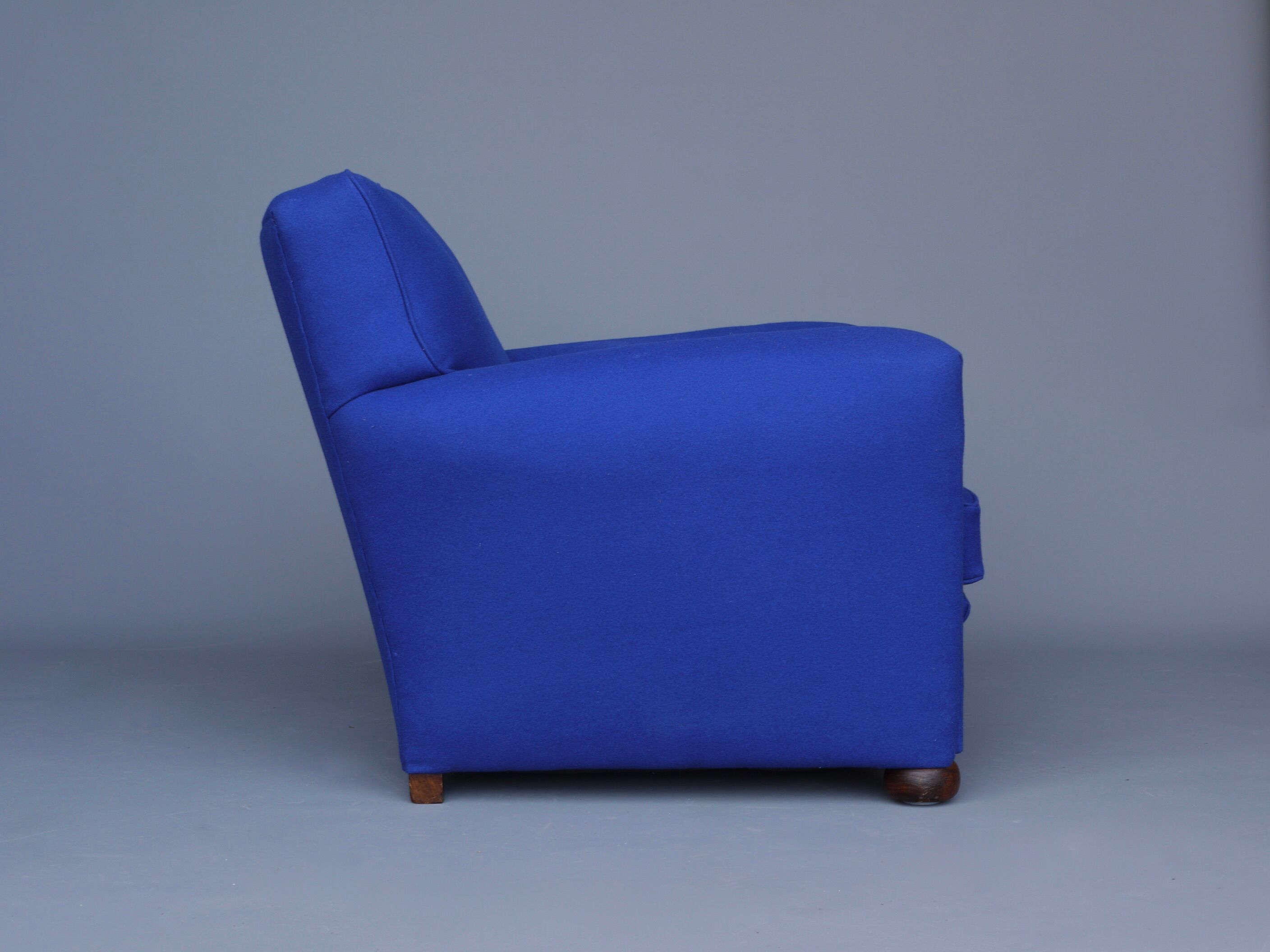 Royal blue wool club chair armchair. 1930s