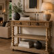 Console chêne brut massif décor végétal sculpté fin XIXe