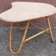 Coffee table, side table, pedestal table or end table in bamboo.