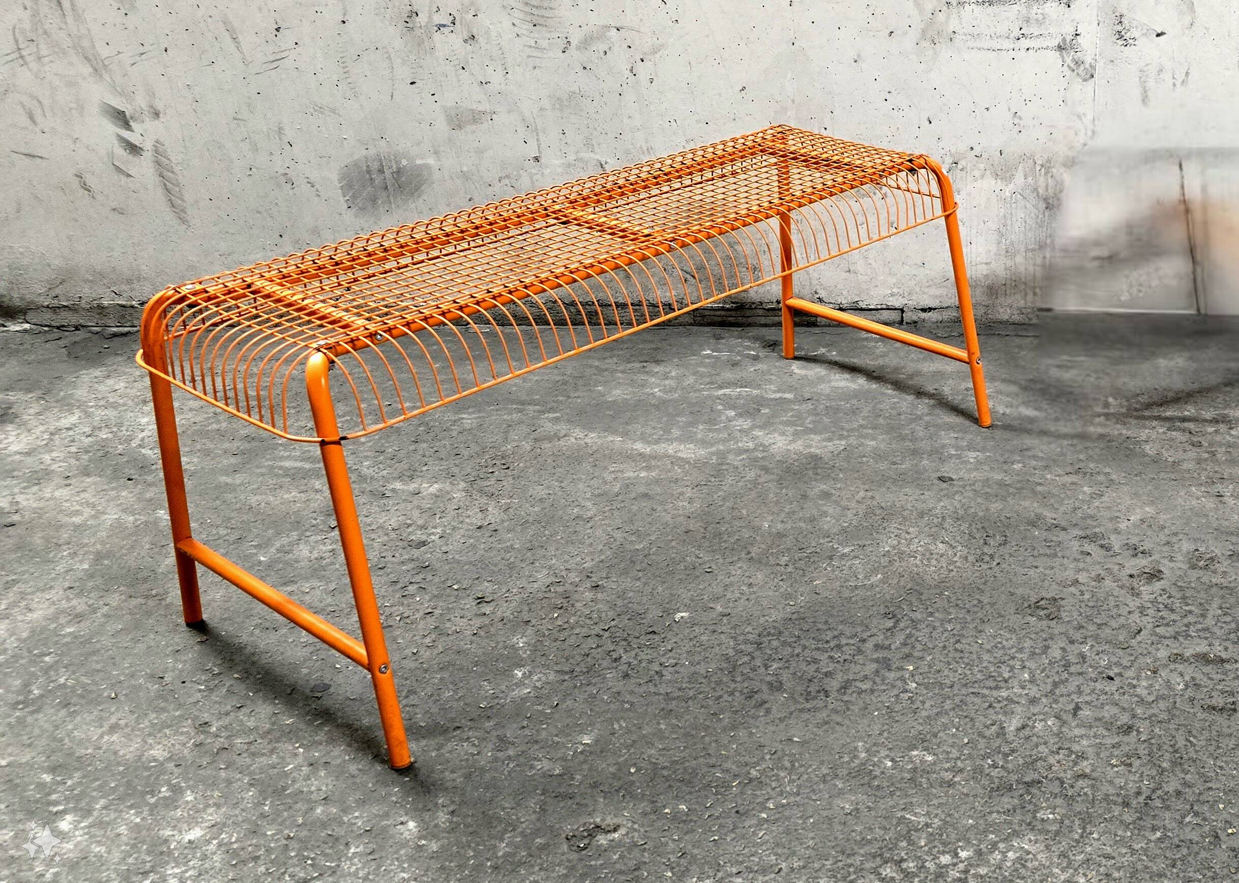 Bench - vintage stool, mesh Ikea Västerön in orange