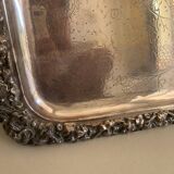 Large silver-plated copper serving tray, 19th century - 80 x 48 cm