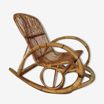 Rocking chair en rotin, 1950