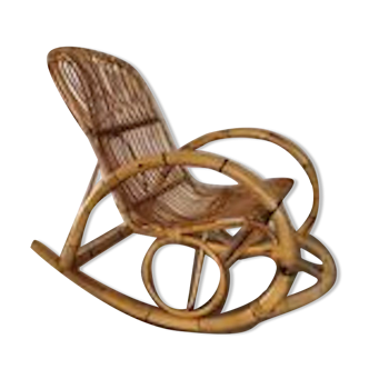 Rocking chair en rotin, 1950