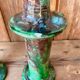 3 Tamegroute candle holders in green glazed ceramic from Morocco.