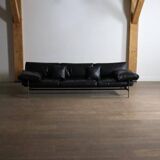 Canapé trois places Diesis en cuir noir, conçu par Antonio Citterio pour B&B Italia, années 1970