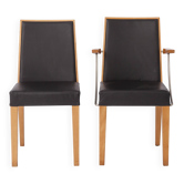 Ensemble de 2 chaises Inno Interior en chêne, fauteuil et chaise d'appoint, finlandais des années 1990.