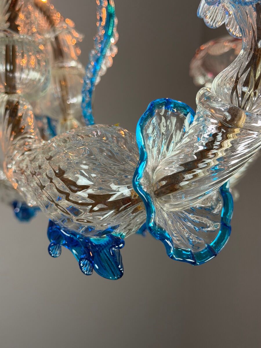 Venetian Rezzonico chandelier in multicoloured Murano glass circa 1900