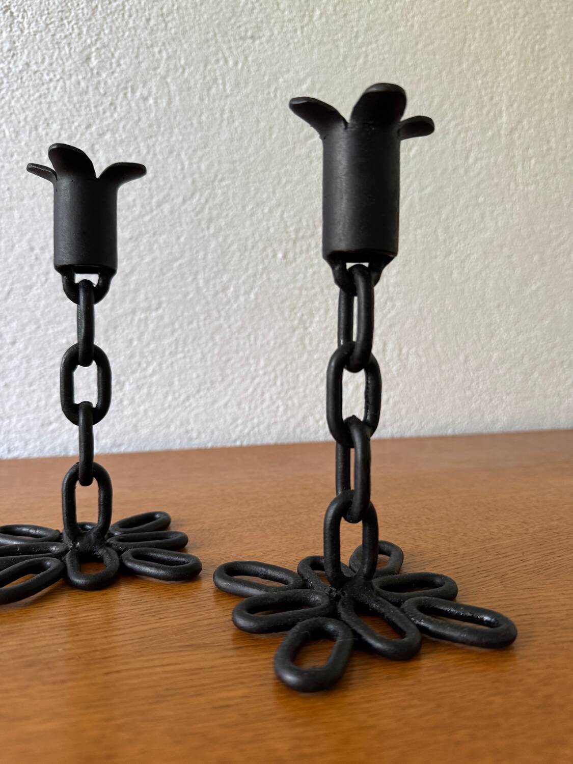 Brutalist wrought iron candlesticks from the 60s