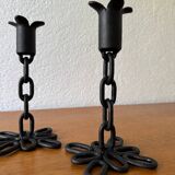 Brutalist wrought iron candlesticks from the 60s
