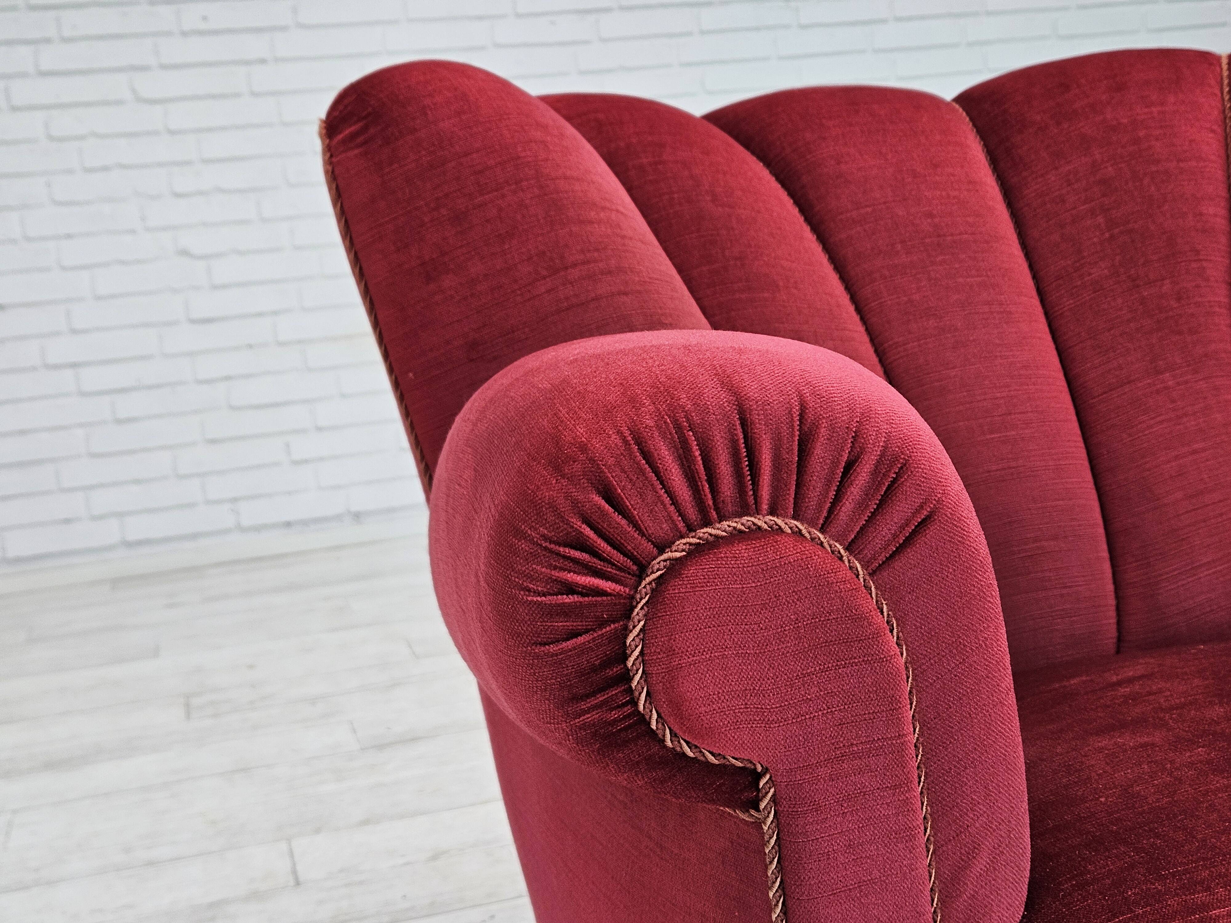 1960s, Danish relax armchair, original condition, red furniture velour.
