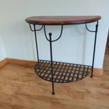 Half-Moon Console and Stool in Rosewood and Wrought Iron