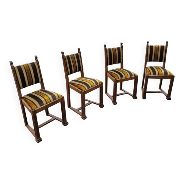 4 chaises de salle à manger suédoises en chêne de style néoclassique Grace