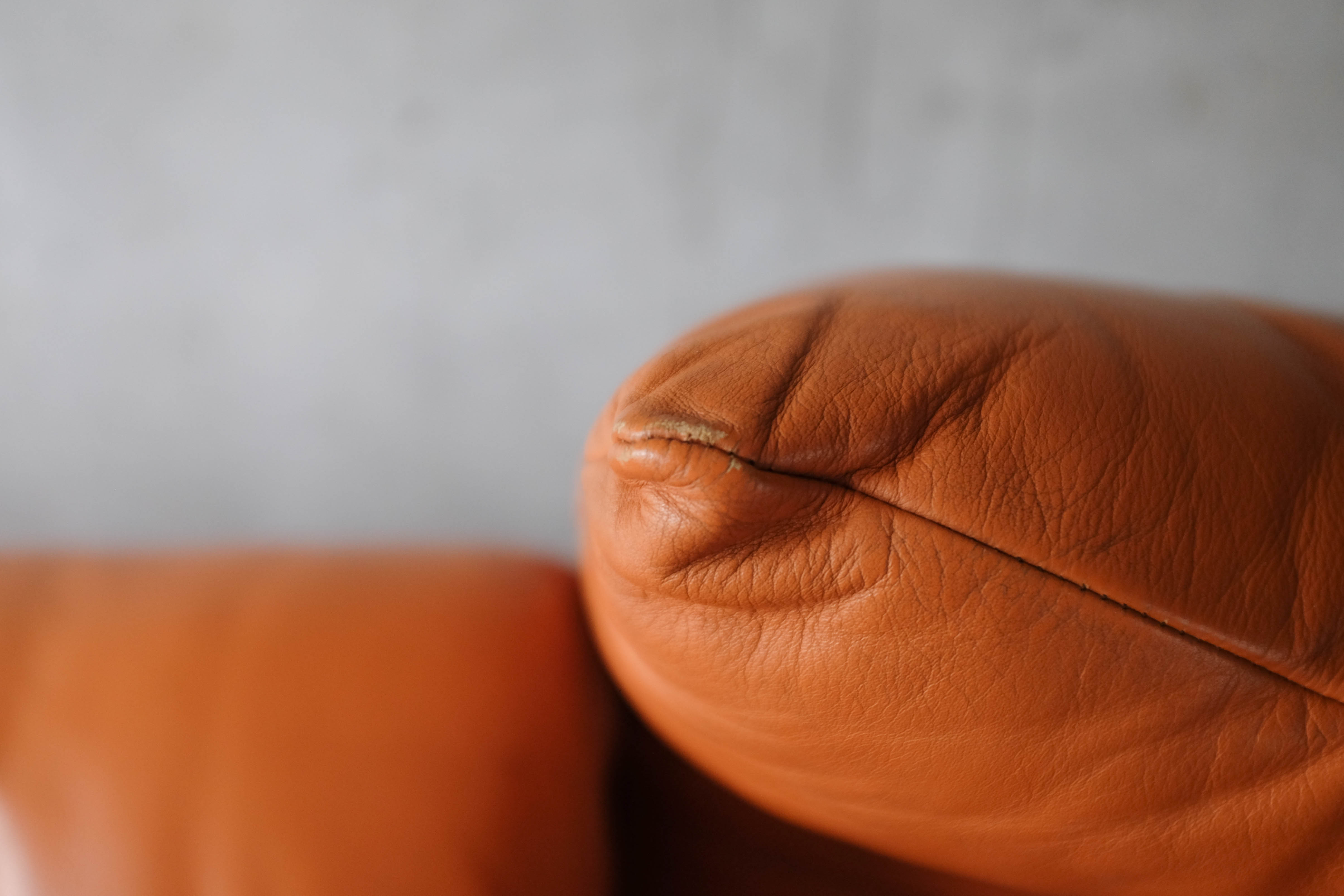 Sofa Maralunga leather camel 3 places, Vico Magistretti for Cassina